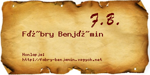 Fábry Benjámin névjegykártya