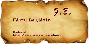 Fábry Benjámin névjegykártya